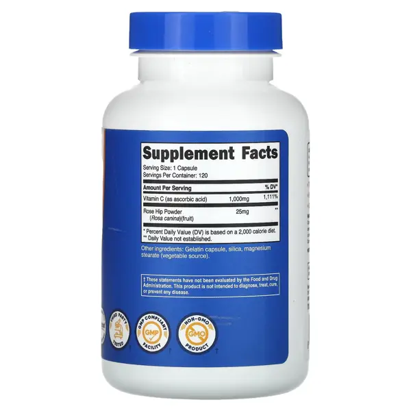 Nutricost Vitamin C With Rose Hips 1000mg Capsules